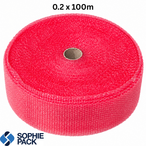 0.2 x 100m, folie cu bule, roz, esd, antistatic, rola, 2 straturi