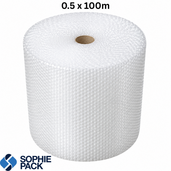 0.5 x 100m, 2 straturi, transparenta, folie cu bule, rola