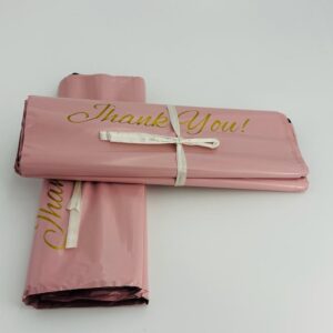 Plic curierat fara buzunar, 400 x 500 + 70 mm, 110 microni, Roz THANK YOU - imagine 3